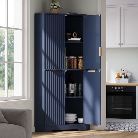 Armadio angolare 60 x 60 x 172 cm in MDF blu, 4 ante, per cucina e soggiorno - CHICFURN (1/5)