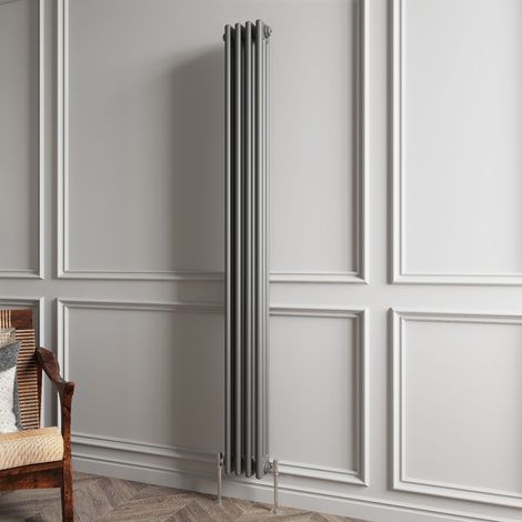 Biubiubath Traditional Cast Iron Style Radiator Vertical 3 Column Anthracite 1800x200mm