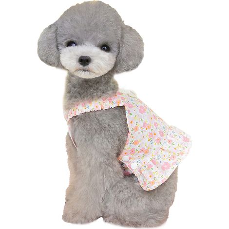 Robes mignonnes pour chiens, robes à imprimé floral pour chiots, vêtements pour petits chiens et chats (rose)