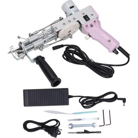 Pistolet à moquette électrique 2-en-1 pour tapis DIY, réglable en vitesse, violet, 100-240V, prise US, idéal débutant (1/5)