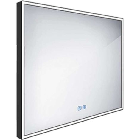 Nimco Spiegel - Spiegel mit LED-Beleuchtung, 80x70 cm, Berührungssensor, schwarz matt ZPC 13003VX-90
