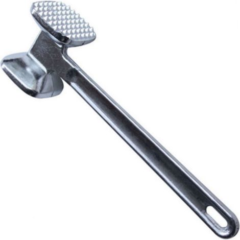 Attendrisseur de viande en alliage d'aluminium rond argenté, maillet à viande ergonomique pour steak (1/5)