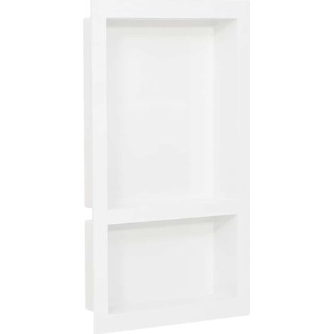 Niche de douche 2 compartiments encastrée – SMC blanc brillant – Rangement mural salle de bain 41 x 69 x 9 cm (1/5)
