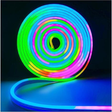 12V WS2811 LED Neon Light Strip, RGB Pixel Strip 5 m IP65 Waterproof Full Color Addressable Individually Smart for DIY Advertising Decoration (1/5)