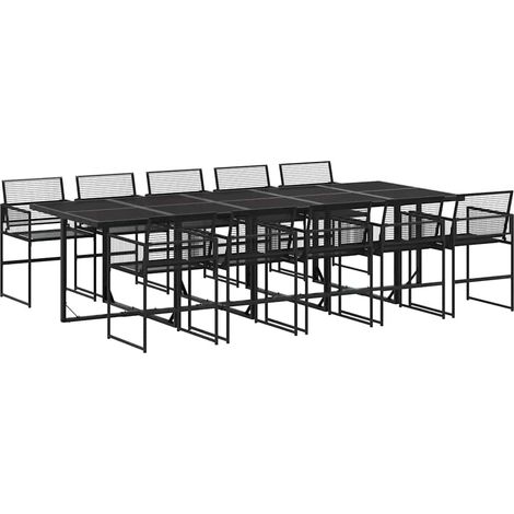 Maison Exclusive - 11-tlg. Garten-Essgruppe Schwarz Poly Rattan