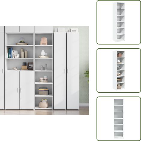 The Living Store Highboard Weiß 45x41x185 cm Holzwerkstoff - Sideboard - Hochschrank - Wohnzimmermöbel - Weißer Schrank - Holzwerkstoffregal (1/5)