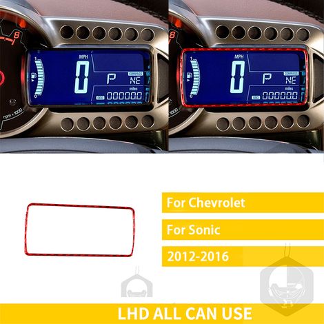 -3 Compatible avec Chevrolet Sonic 2012-2016 : Kit d'accessoires en fibre de carbone pour écran de compteur de vitesse et garniture de panneau (autocollant). (1/5)