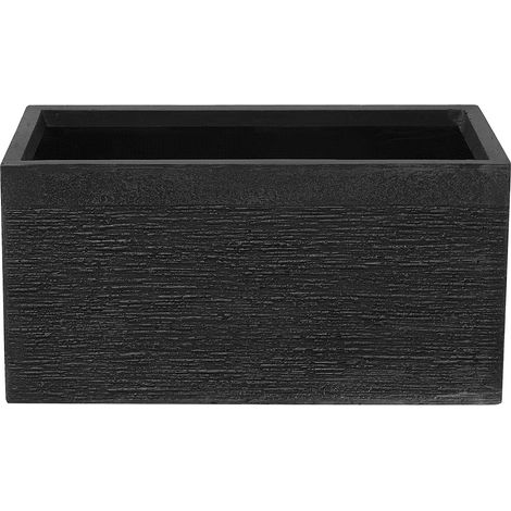 Maceta de fibras de arcilla negra 60 x 29 x 30 cm para interior y exterior rectangular Myra (1/5)