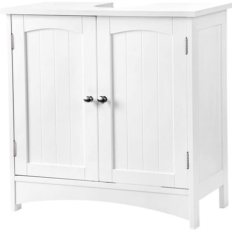 Mueble bajo lavabo mueble bajo lavabo 2 puertas batientes 2 taquillas 1 divisor antihumedad extraíble 60 x 30 x 60 cm blanco 120000680 (1/2)