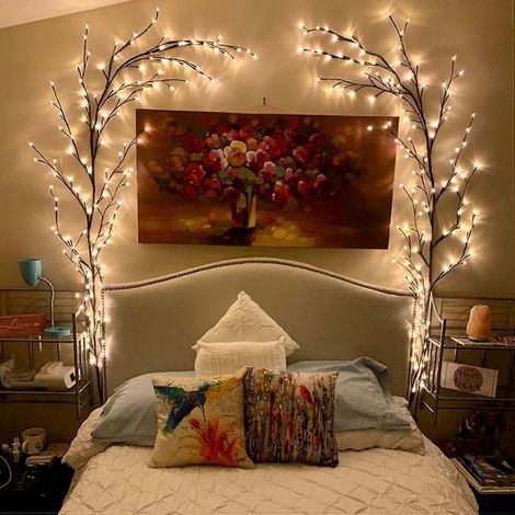 Guirlande lumineuse pour la décoration de chambre, décorations de Noël, décoration intérieure, plantes artificielles, fleurs, arbre, guirlande lumineuse en saule, 144 LED pour les murs de la chambre e (1/5)