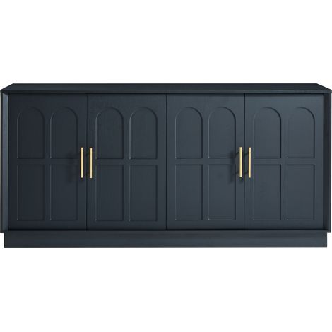 Grande credenza con contenitore, frontale curvo, mobile TV 169 cm, nero (1/5)