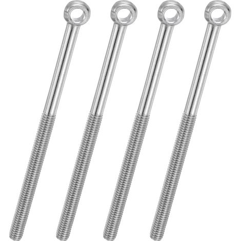 4 Pcs Boulon à Œil M6x90mm Boulon à Œillet de Levage pour Balancement d'Épaule, Vis Poisson en Acier Inoxydable 304, Filetage Métrique à Demi-Denture Trou Coulissant, Argentée (1/5)