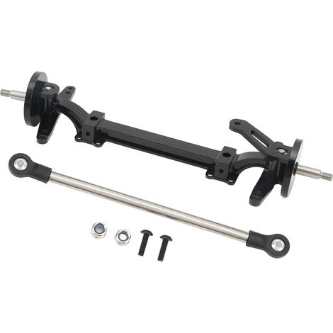Kit de tringlerie de direction d'essieu avant RC, essieu de direction avant en acier allié aluminium pour voiture RC Tamiya 1/14 (noir) (1/5)