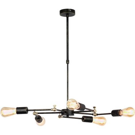 Lámpara de techo telescópica “Atomic New” de cinco luces (5xE27) (60W 220/240V) IP20 fabricada en metal color negro (1/5)