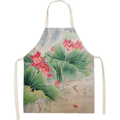 Tablier De Cuisine - Motif Floral Imperméable - Pour Cuisson Et Pâtisserie - 68x49cm (1/2)