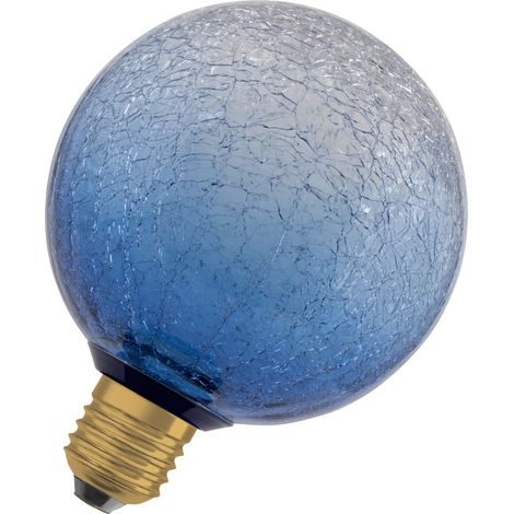 OSRAM Lampe LED  DECOR FLAT en verre craquelé, ronde Ø125 mm, bleue, E27, 3,5 W, 300 lm, 2700 K, blanc chaud, IP20, look vintage