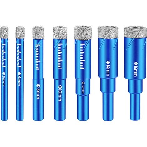 AIDUCHO Foret À Diamant Sec Scie Cloche Outil D'ouverture De Scie À Trou Brasés Pour Verre, Céramique, Carrelage, Granit, Marbre, 7pcs (1/4)