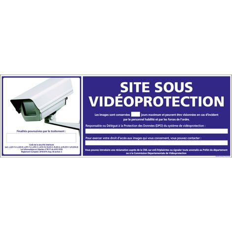 PANNEAU SITE SOUS VIDEOPROTECTION (G0819-LOI-B-NEW) - Aluminium 2 mm - 980 x 350 mm