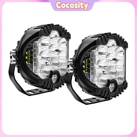 Cocosity Lampe de travail à LED 1 pièces 5 pouces LED lumière de travail cosses Spot moto Lumière blanche noire-5 pouces 2 pièces (1/5)