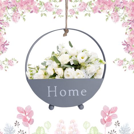 Pot Suspendu Rond En Fer Gris Pour Plantes D Intérieur Et Décoration Murale Moderne - 1 Pièce (1/5)