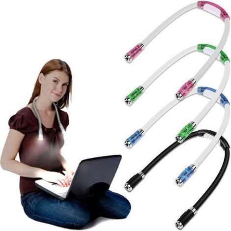 Lot de 4 lampes de lecture LED pour le cou, rechargeables par USB, flexibles, 4 modes, lampe de chevet mains libres