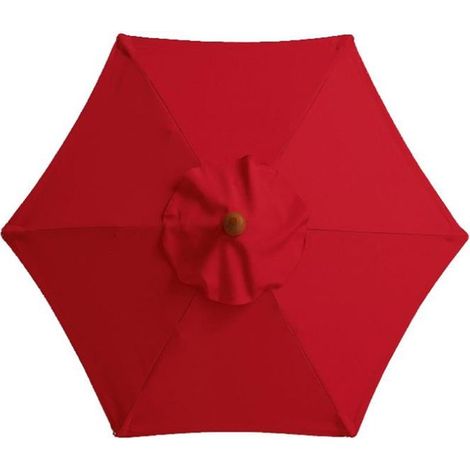 Parasol d'extérieur de 2,7 mètres, à 6 baleines, toile rouge. (1/5)