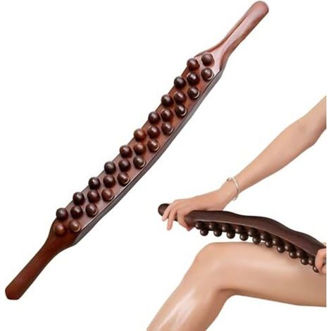 Rouleau de massage Gua Sha, bâton de grattage en bois, 31 rouleaux de massage, bâton de massage en bois pour la relaxation musculaire, massage du cou, du dos, de l'abdomen, des jambes et des bras