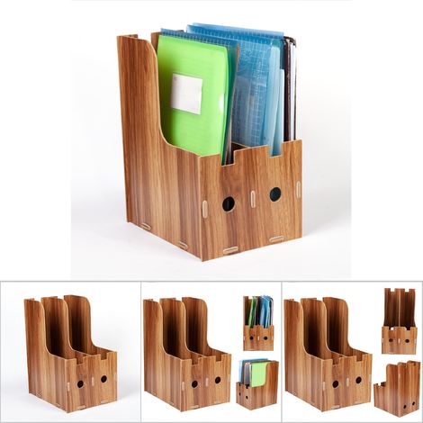 Support à dossiers en bois de cerisier pour bureau et maison - Organisateur de magazines et livres (1/5)