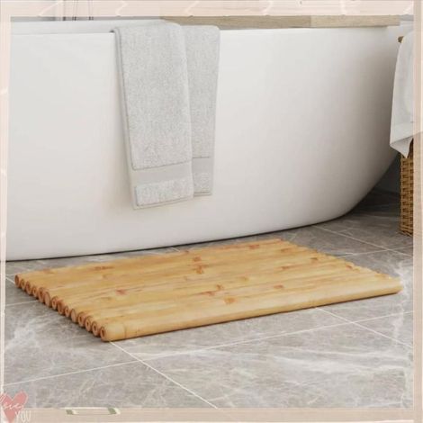 Tapis de bain - VINGVO - 366457 - Bambou - Lot de 2 - 70x50 cm - Design surélevé drainage (1/5)