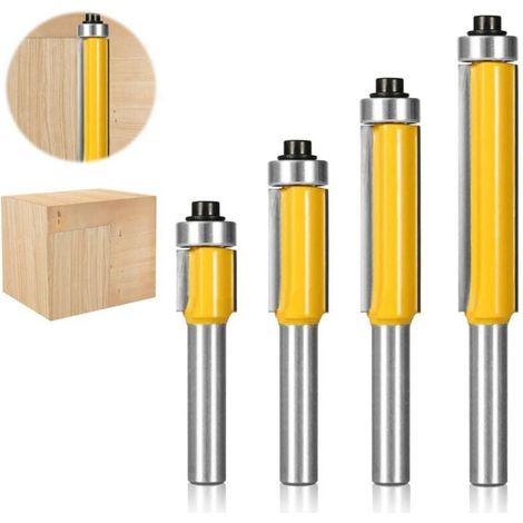 ZVD 4 Pcs 8mm Tige Fraise a Copier, Fraise Defonceuse avec Roulement Supérieur, Fraisage de Menuiserie, Per Menuiserie Bricolage de Coupe Garniture Affleurante (4) (1/4)