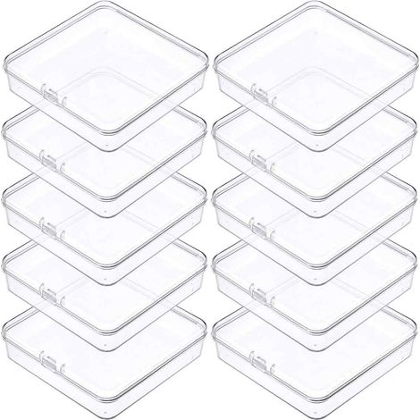 Caja De Almacenamiento - Plástico Transparente - Para Joyas Y Artesanía - 10.5 X 10.5 X 1.8 Cm - 10 Unidades (1/5)