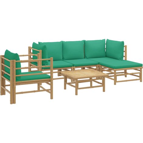Muebles de jardín muebles de exterior juego de muebles de 6 piezas con cojines de bambú verde 020016957 (1/5)