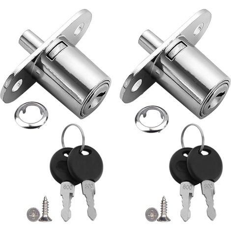 Lot de 2 serrures cylindriques pour placard, tiroir (1/5)