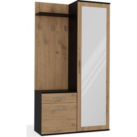 Selsey Duvio – Flurgarderobe mit Schrank und Spiegel, Eiche Artisan / Anthrazit, 100 cm (1/5)