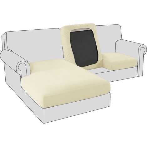 Velvet stretch sofa seat cushion cover for sofa, sofa cover, sofa seat cover, replacement cover for individual cushion (large 1-seater, beige) (1/5)