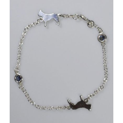 Französisches Stierarmband mit natürlichen Saphiren in 925 Silber