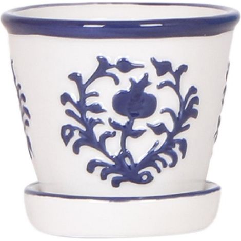 Cache-pot Décoratif Malaga en Céramique Style Porcelaine Artisanale Bleu Ø 6 cm pour Intérieur - PANGIVO