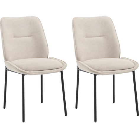 Wahson 2Pcs Dining Chairs Chenille, Modern Upholstered Kitchen Chairs with Metal Legs for Dining Room Kitchen Bedroom, Oatmeal