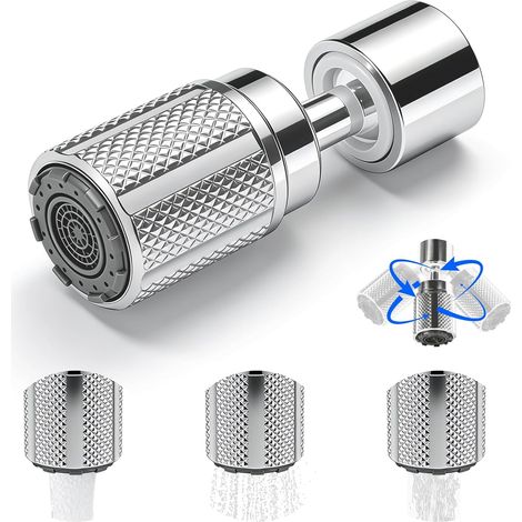 Ortviai Prolongateur de Robinet Cuisine - Rallonge de Robinet Évier Pivotante à 80° avec Tête Mousseur Aérateur - Embout Universel 22 mm avec 2 Modes de Jet pour Salle de Bain