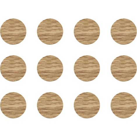 12x Cache vis adhésif autocollant diamètre 40mm protection bouchon trou obturateur meuble table chaise maison, Chêne américain