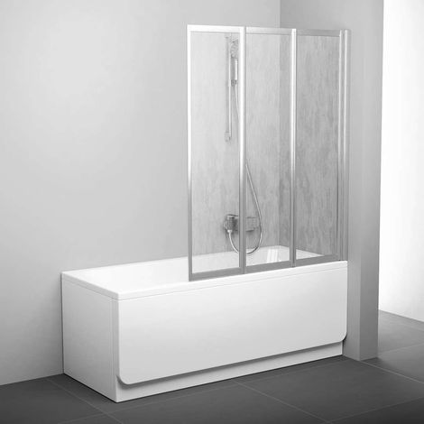 Ravak Supernova - Mampara de baño abatible en tres partes VS3 100, 100x140 cm, satinado/Lluvia 795P0U0041