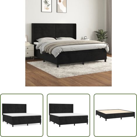 vidaXL Matelas à ressorts ensachés - Sommier à lattes de lit et matelas Noir 160x200 cm Velours (1/5)