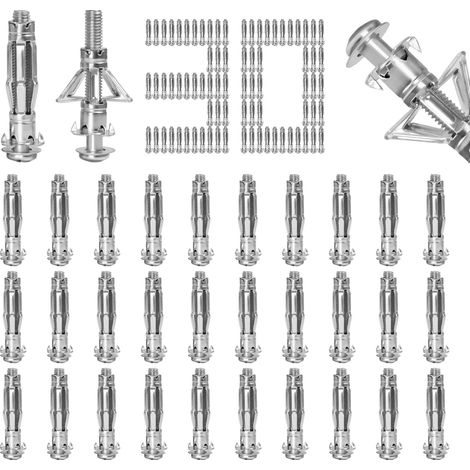 30 Pièces Cheville Placo Type Pétale Acier Carbone Chevilles Placo Galvanisé M652mm Cheville Placo Charge Lourde Cheville Parpaing Creux pour Plaques de Plâtre Carreaux Creux Planches Plaques de PVC (1/5)
