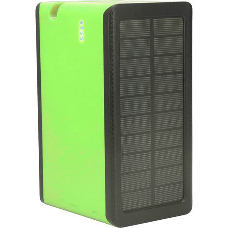 Batterie externe solaire 100 000 mAh, 32 LED, 4 ports USB, chargeur solaire portable pour extérieur, prise US 100-240 V, verte (1/5)