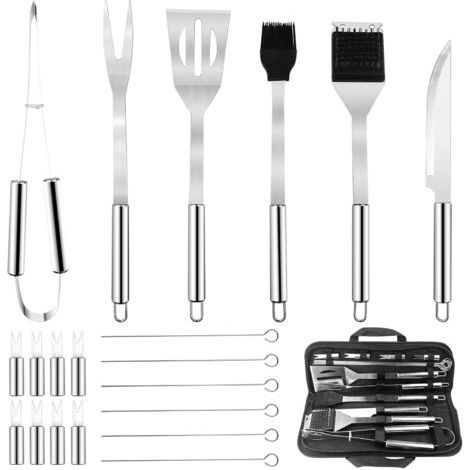 15 Pièces Accessoires Barbecue, Ustensiles Barbecue, Kit BBQ, Set Barbecue Plancha, Outils Barbecue, Panoplie Barbecue, Mallette de Barbecue, pour Camping d’Extérieur et Pique-Nique (1/5)
