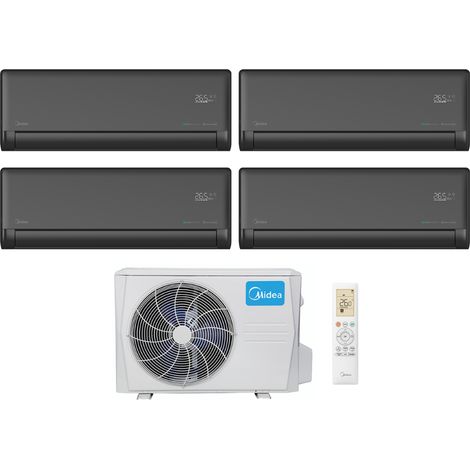 Ensemble climatiseur reversible Quari-split 2,6kw + 2,6kw + 2,6 kw + 2,6kw mural connecté SOLSTICE NOIR - MIDEA (1/3)
