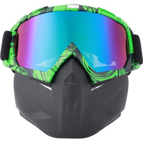 Masque de protection moto anti-vent pour sports extérieurs - Lunettes de ski et cyclisme noir vert (1/5)