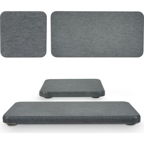 Lot de 4 tapis de séchage en diatomite absorbant l'eau, 2 grands et 2 petits bols avec coussinet antidérapant, papier abrasif, idéal pour le comptoir de cuisine, sous les plantes, la salle de bain (1/5)
