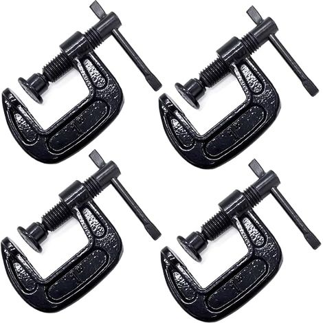 Lot de 4 colliers de serrage en C en fonte robuste de 2,5 cm avec gorge de 2,5 cm pour le travail du bois, le soudage et la construction (1/5)