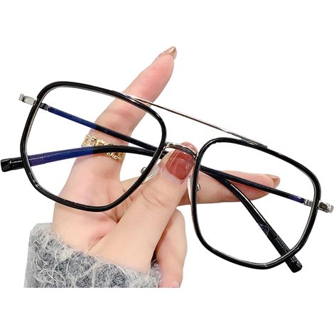 1 paire lunettes anti-lumière bleue, verres transparents, monture métallique, protection UV, usage ordinateur (1/5)